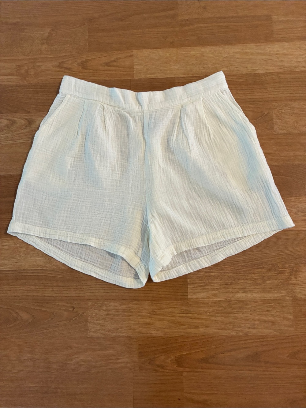Ava Sky Ivory Muslin Shorts